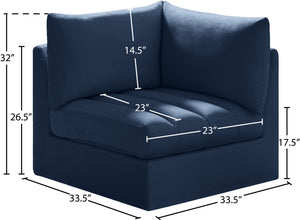 Jacob Velvet / Engineered Wood / Foam Contemporary Navy Velvet Corner - 33" W x 34" D x 32" H