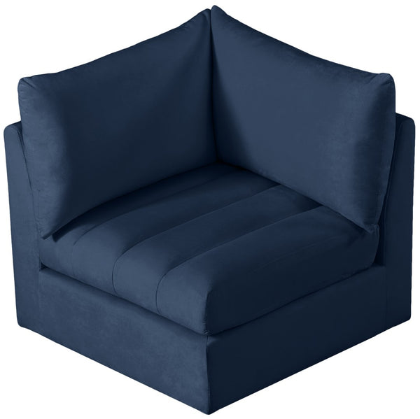 Jacob Velvet / Engineered Wood / Foam Contemporary Navy Velvet Corner - 33" W x 34" D x 32" H
