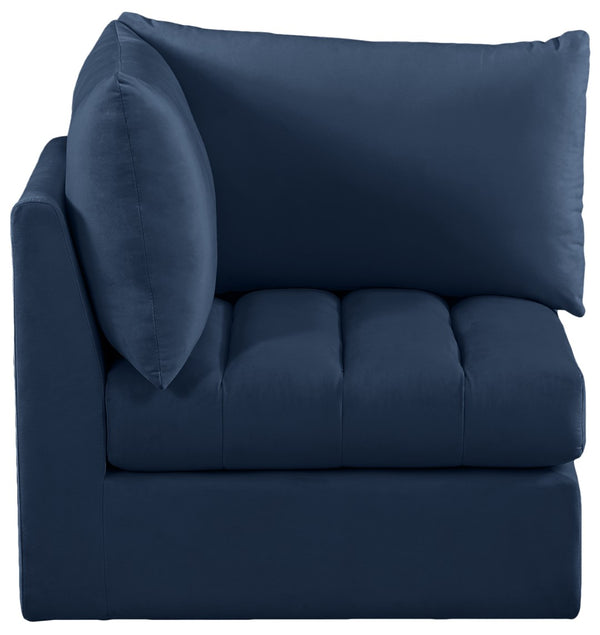 Jacob Velvet / Engineered Wood / Foam Contemporary Navy Velvet Corner - 33" W x 34" D x 32" H