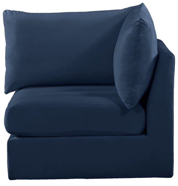 Jacob Velvet / Engineered Wood / Foam Contemporary Navy Velvet Corner - 33" W x 34" D x 32" H