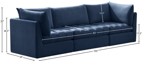 Jacob Velvet / Engineered Wood / Foam Contemporary Navy Velvet Modular Sofa - 103" W x 34" D x 32" H