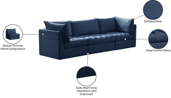 Jacob Velvet / Engineered Wood / Foam Contemporary Navy Velvet Modular Sofa - 103" W x 34" D x 32" H