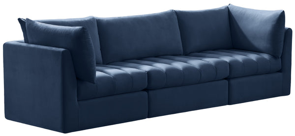Jacob Velvet / Engineered Wood / Foam Contemporary Navy Velvet Modular Sofa - 103" W x 34" D x 32" H