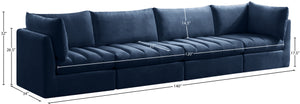 Jacob Velvet / Engineered Wood / Foam Contemporary Navy Velvet Modular Sofa - 140" W x 34" D x 32" H