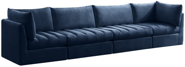 Jacob Velvet / Engineered Wood / Foam Contemporary Navy Velvet Modular Sofa - 140" W x 34" D x 32" H