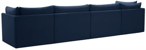 Jacob Velvet / Engineered Wood / Foam Contemporary Navy Velvet Modular Sofa - 140" W x 34" D x 32" H