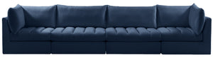 Jacob Velvet / Engineered Wood / Foam Contemporary Navy Velvet Modular Sofa - 140" W x 34" D x 32" H