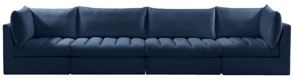 Jacob Velvet / Engineered Wood / Foam Contemporary Navy Velvet Modular Sofa - 140" W x 34" D x 32" H