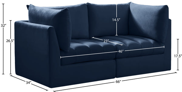 Jacob Velvet / Engineered Wood / Foam Contemporary Navy Velvet Modular Sofa - 66" W x 34" D x 32" H