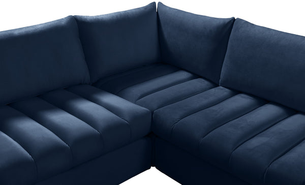 Jacob Velvet / Engineered Wood / Foam Contemporary Navy Velvet Modular Sectional - 103" W x 71" D x 32" H