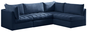 Jacob Velvet / Engineered Wood / Foam Contemporary Navy Velvet Modular Sectional - 103" W x 71" D x 32" H