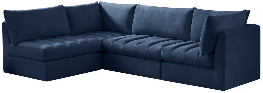 Jacob Velvet / Engineered Wood / Foam Contemporary Navy Velvet Modular Sectional - 103" W x 71" D x 32" H