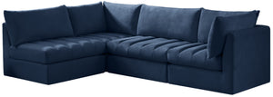 Jacob Velvet / Engineered Wood / Foam Contemporary Navy Velvet Modular Sectional - 103" W x 71" D x 32" H