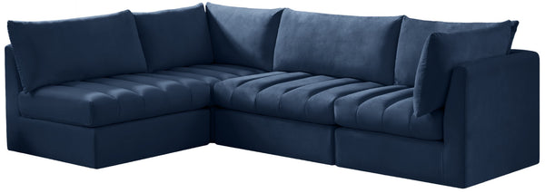 Jacob Velvet / Engineered Wood / Foam Contemporary Navy Velvet Modular Sectional - 103" W x 71" D x 32" H