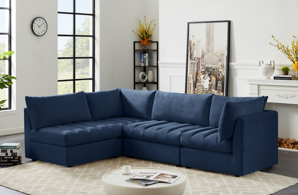 Jacob Velvet / Engineered Wood / Foam Contemporary Navy Velvet Modular Sectional - 103" W x 71" D x 32" H