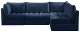 Jacob Velvet / Engineered Wood / Foam Contemporary Navy Velvet Modular Sectional - 103" W x 71" D x 32" H