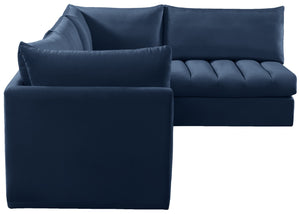Jacob Velvet / Engineered Wood / Foam Contemporary Navy Velvet Modular Sectional - 103" W x 71" D x 32" H