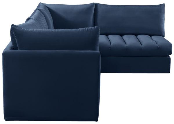 Jacob Velvet / Engineered Wood / Foam Contemporary Navy Velvet Modular Sectional - 103" W x 71" D x 32" H