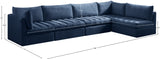 Jacob Velvet / Engineered Wood / Foam Contemporary Navy Velvet Modular Sectional - 140" W x 71" D x 32" H