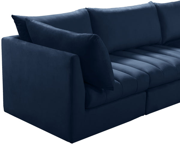 Jacob Velvet / Engineered Wood / Foam Contemporary Navy Velvet Modular Sectional - 140" W x 71" D x 32" H