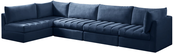 Jacob Velvet / Engineered Wood / Foam Contemporary Navy Velvet Modular Sectional - 140" W x 71" D x 32" H