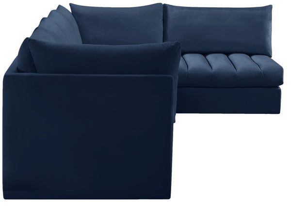 Jacob Velvet / Engineered Wood / Foam Contemporary Navy Velvet Modular Sectional - 140" W x 71" D x 32" H