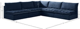 Jacob Velvet / Engineered Wood / Foam Contemporary Navy Velvet Modular Sectional - 107" W x 108" D x 32" H