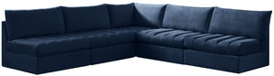 Jacob Velvet / Engineered Wood / Foam Contemporary Navy Velvet Modular Sectional - 107" W x 108" D x 32" H