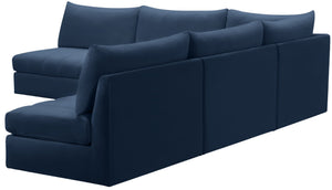 Jacob Velvet / Engineered Wood / Foam Contemporary Navy Velvet Modular Sectional - 107" W x 108" D x 32" H