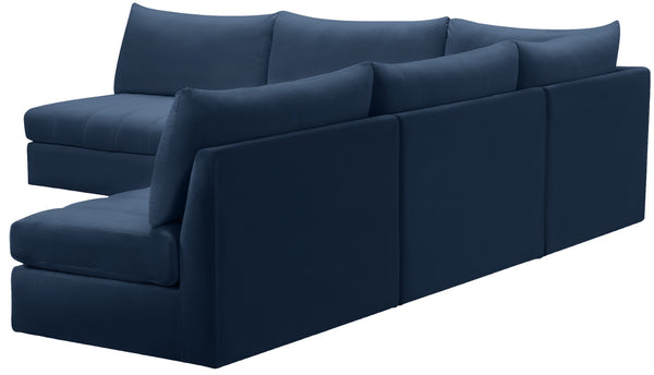 Jacob Velvet / Engineered Wood / Foam Contemporary Navy Velvet Modular Sectional - 107" W x 108" D x 32" H