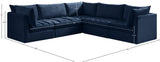 Jacob Velvet / Engineered Wood / Foam Contemporary Navy Velvet Modular Sectional - 103" W x 104" D x 32" H