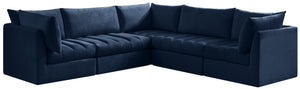 Jacob Velvet / Engineered Wood / Foam Contemporary Navy Velvet Modular Sectional - 103" W x 104" D x 32" H