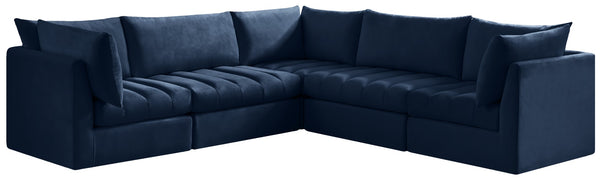 Jacob Velvet / Engineered Wood / Foam Contemporary Navy Velvet Modular Sectional - 103" W x 104" D x 32" H