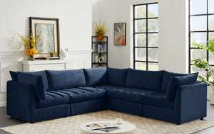 Jacob Velvet / Engineered Wood / Foam Contemporary Navy Velvet Modular Sectional - 103" W x 104" D x 32" H