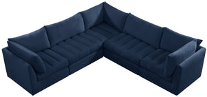 Jacob Velvet / Engineered Wood / Foam Contemporary Navy Velvet Modular Sectional - 103" W x 104" D x 32" H