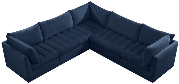 Jacob Velvet / Engineered Wood / Foam Contemporary Navy Velvet Modular Sectional - 103" W x 104" D x 32" H