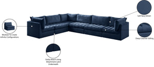 Jacob Velvet / Engineered Wood / Foam Contemporary Navy Velvet Modular Sectional - 140" W x 104" D x 32" H