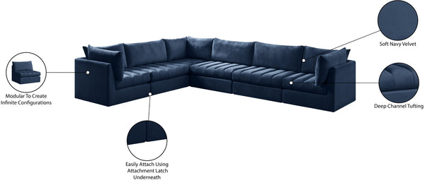 Jacob Velvet / Engineered Wood / Foam Contemporary Navy Velvet Modular Sectional - 140" W x 104" D x 32" H