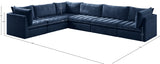 Jacob Velvet / Engineered Wood / Foam Contemporary Navy Velvet Modular Sectional - 140" W x 104" D x 32" H