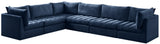 Jacob Velvet / Engineered Wood / Foam Contemporary Navy Velvet Modular Sectional - 140" W x 104" D x 32" H