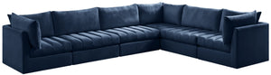 Jacob Velvet / Engineered Wood / Foam Contemporary Navy Velvet Modular Sectional - 140" W x 104" D x 32" H