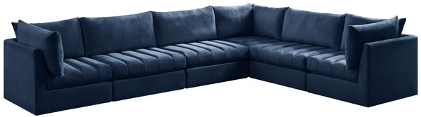 Jacob Velvet / Engineered Wood / Foam Contemporary Navy Velvet Modular Sectional - 140" W x 104" D x 32" H