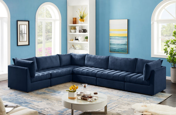 Jacob Velvet / Engineered Wood / Foam Contemporary Navy Velvet Modular Sectional - 140" W x 104" D x 32" H