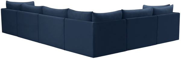 Jacob Velvet / Engineered Wood / Foam Contemporary Navy Velvet Modular Sectional - 140" W x 104" D x 32" H