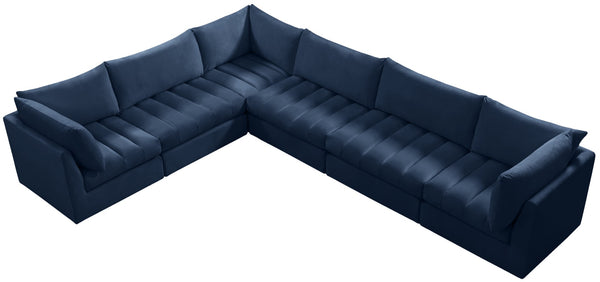 Jacob Velvet / Engineered Wood / Foam Contemporary Navy Velvet Modular Sectional - 140" W x 104" D x 32" H