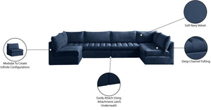 Jacob Velvet / Engineered Wood / Foam Contemporary Navy Velvet Modular Sectional - 140" W x 71" D x 32" H