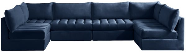 Jacob Velvet / Engineered Wood / Foam Contemporary Navy Velvet Modular Sectional - 140" W x 71" D x 32" H