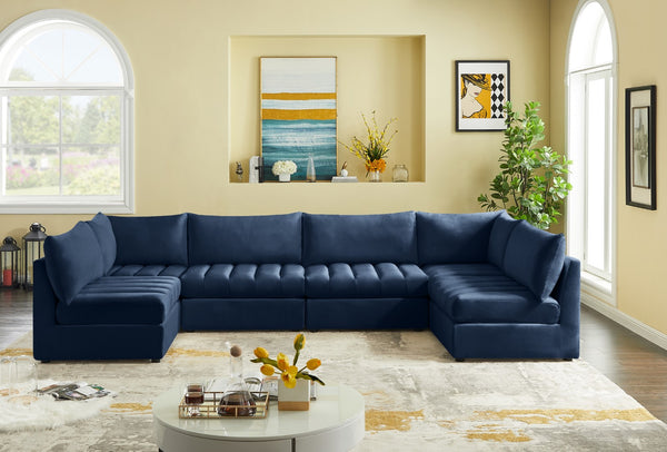 Jacob Velvet / Engineered Wood / Foam Contemporary Navy Velvet Modular Sectional - 140" W x 71" D x 32" H