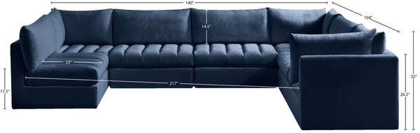 Jacob Velvet / Engineered Wood / Foam Contemporary Navy Velvet Modular Sectional - 140" W x 104" D x 32" H