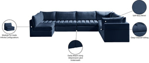 Jacob Velvet / Engineered Wood / Foam Contemporary Navy Velvet Modular Sectional - 140" W x 104" D x 32" H